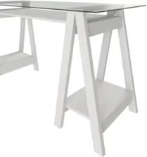 Mesa Escrivaninha 150cm Cris Tampo Vidro e Gaveteiro 3 Gavetas Nil A06