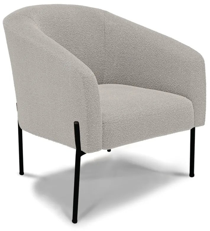 Poltrona Sala Decorativa Pé de Ferro Preto Stella Bouclê D03 - D'Rossi - Cinza