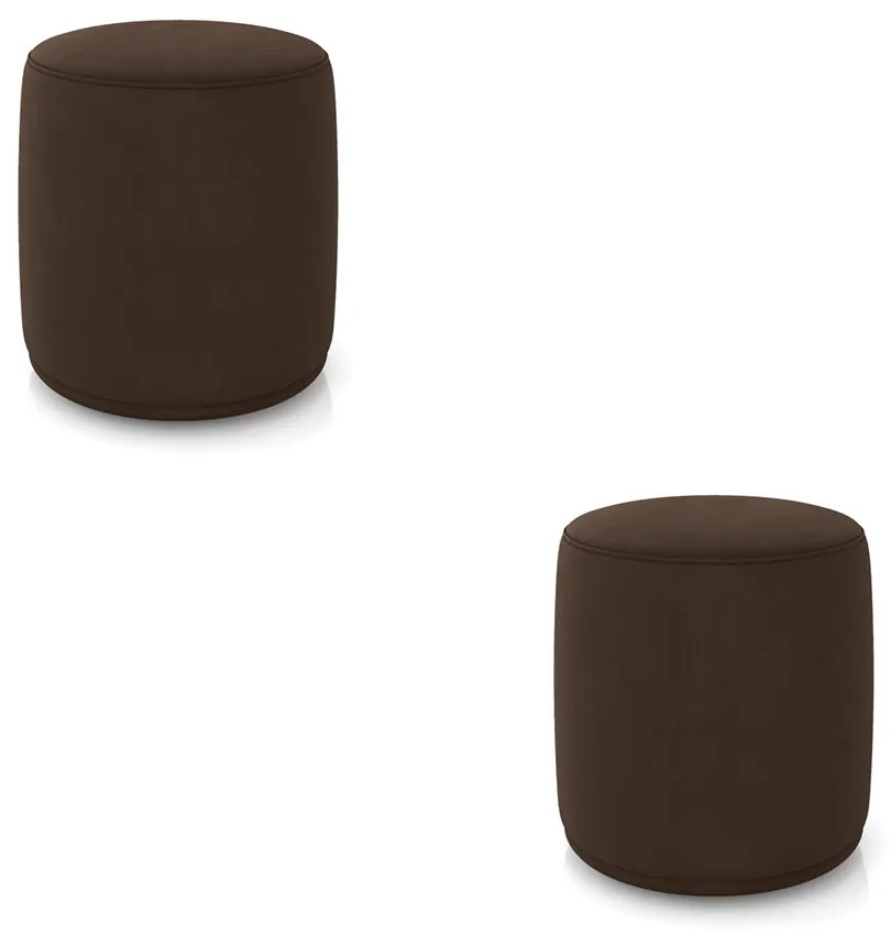 Puff Redondo Orgânico para Sala Kit 2 Malu Suede M11 - D'Rossi - Marrom