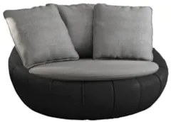Poltrona para Sala Giratória Redonda Saphire Z32 Linho Cinza/Preto - M