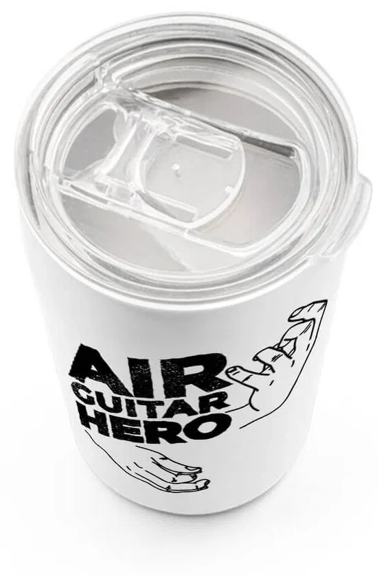 Copo Térmico Premium Inox 380ml Air Guitar Hero Rock - Cromado