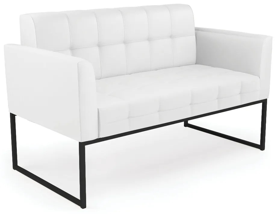 Sofá Namoradeira Elisa Corino Branco Base Metálica Industrial Preto - D'Rossi