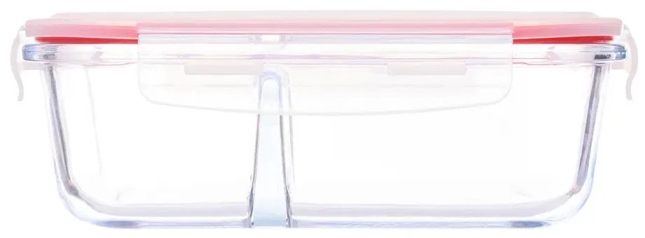 Pote Hermético de Vidro com Divisória e Tampa Click 1040ml Retangular