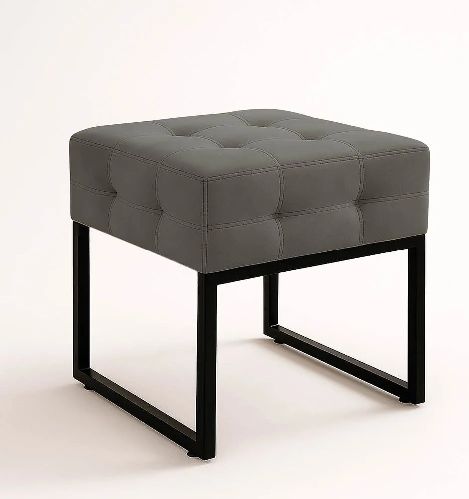 Puff Sala Decorativo Industrial Elisa Suede D03 - D'Rossi - Grafite