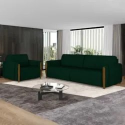 Conjunto Sofá 3 Lugares 223cm e Poltrona 98cm Amaranto Z32 Veludo Verd