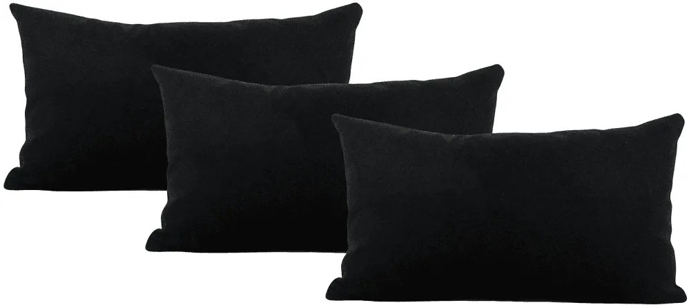 Conjunto 3 capas Almofadas Suede Preto 30x50 - LISO