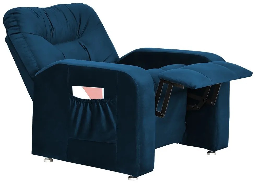 Poltrona do Papai Azera Mx7 Reclinável Suede Azul Escuro - Matrix - Azul escuro