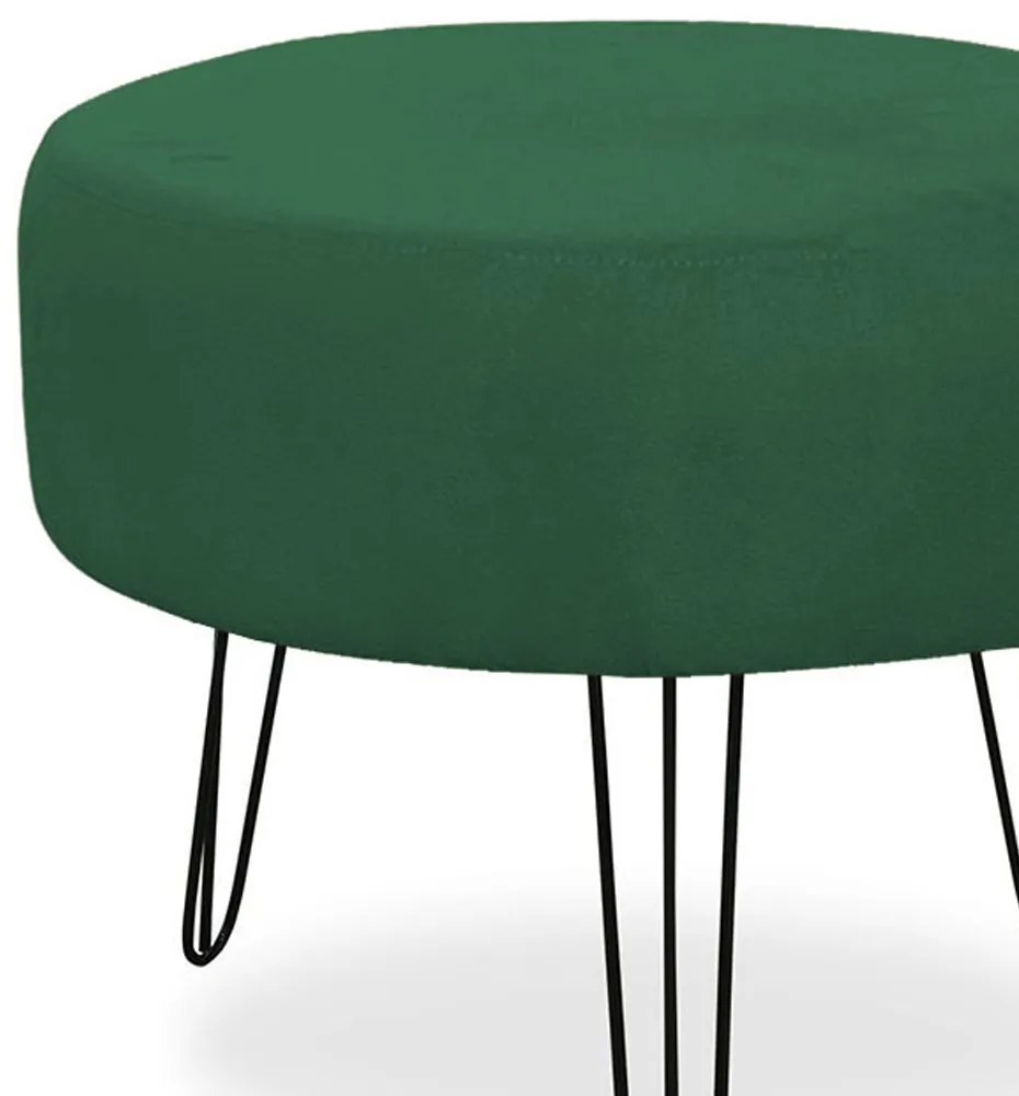 Puff Redondo para Sala Chloe Suede Verde Bandeira