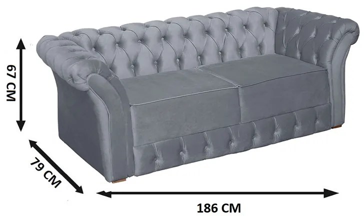 Namoradeira Sofá 2 Lugares Chesterfield Capitonê 186cm Veludo Cinza - Sheep Estofados - Cinza