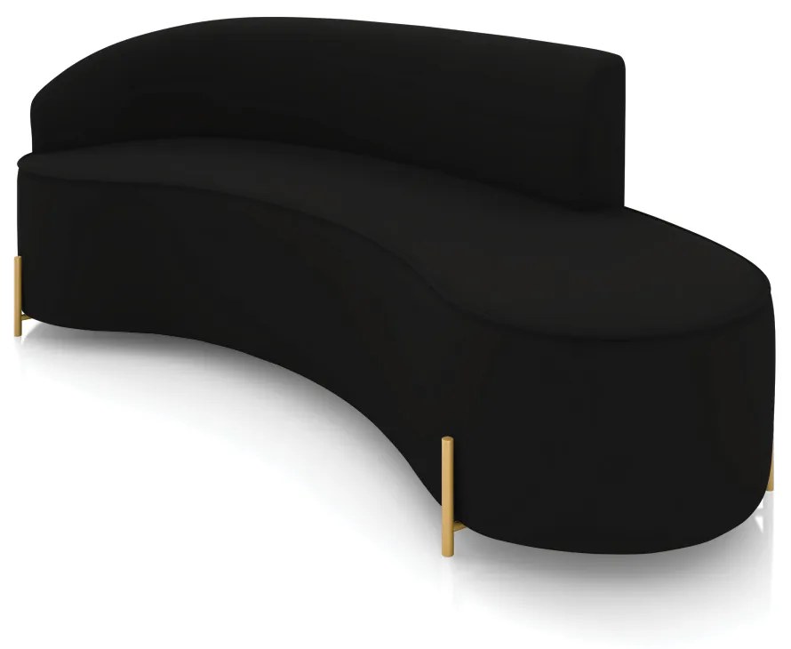 Sofá 4 Lugares Orgânico 220cm Pé Dourado Morgan Veludo D03 - D'Rossi - Preto