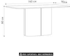 Mesa de Jantar Retangular 160cm 6 Lugares Flex Zuni Ypê/Off N02 - Mpoz