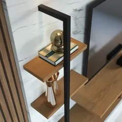 Painel para TV 58 Pol com Bancada Goiás C05 Calacatta/Freijó/Branco Ne