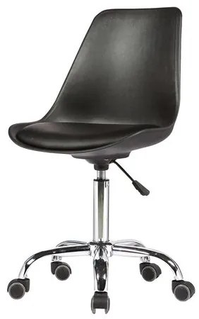 Cadeira Chicago Couro Preto Base Cromada Rodizio 102cm - 62569 Sun House