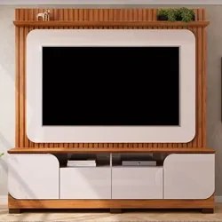 Estante Painel Para TV 65 Pol 182cm Ripado Vanie D04 Off White/Freijo
