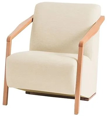 Poltrona Leaf Estofado Sarja Elastano cor Cru com Estrutura Madeira Natural - 70035 Sun House