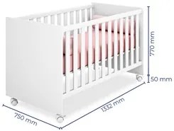 Berço que Vira Mini Cama Certificado pelo Inmetro Doce Sonho com Rodiz