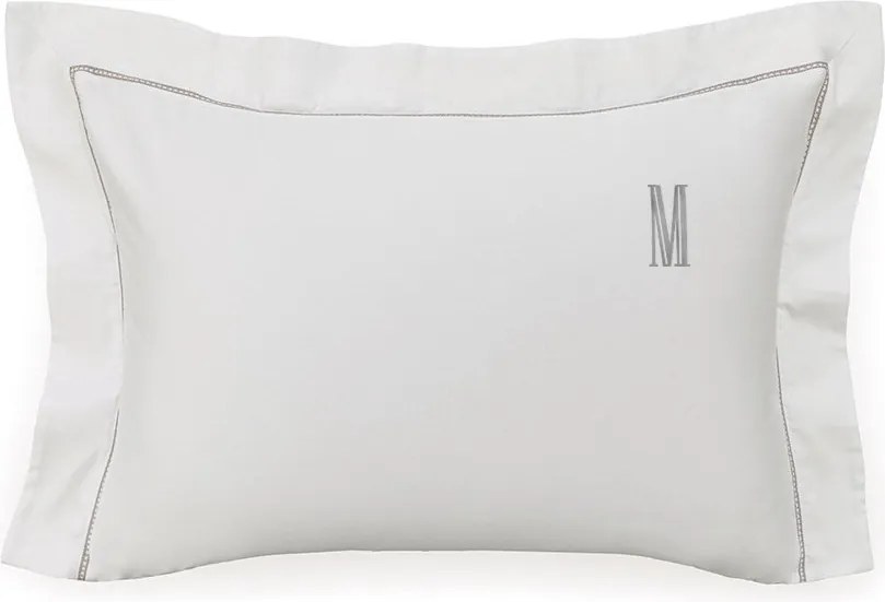 Fronha Avulsa Trussardi Cetim 300 Fios Portello 50x70cm Branco e Legno