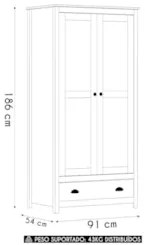 Guarda Roupa Solteiro 91cm 2 Portas 1 Gaveta Lázio Freijó F07 - Mpozen