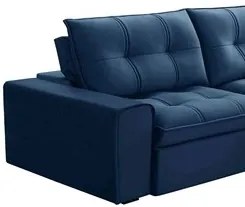 Sofá Retrátil Reclinável 3 Lugares 230cm Argon F05 Veludo Azul - Mpoze