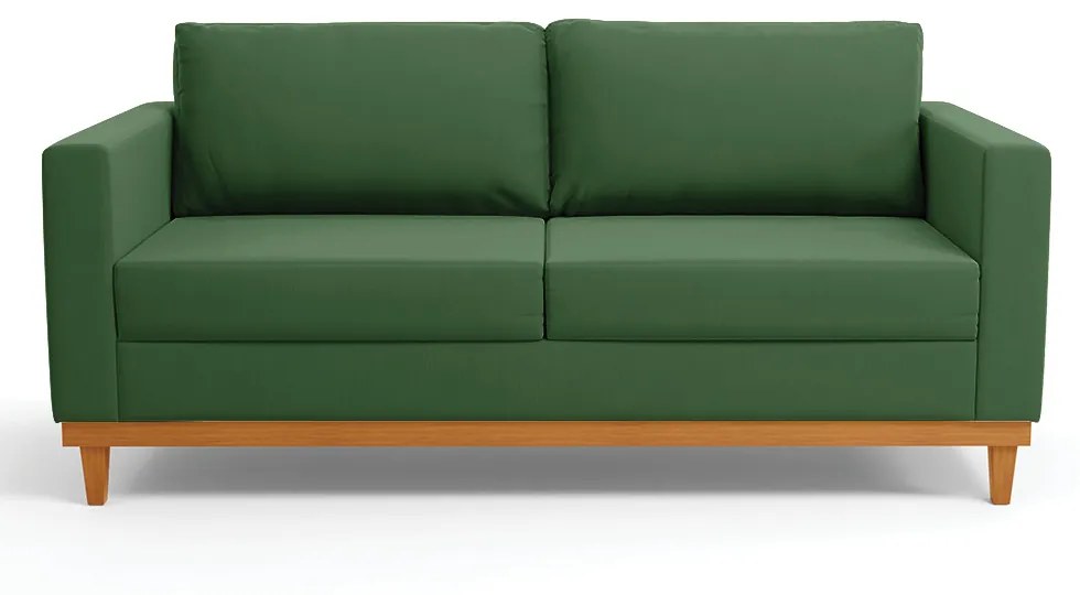 Sofá 03 Lugares Juliette Suede Base Madeira Castanho - D'Rossi - Verde
