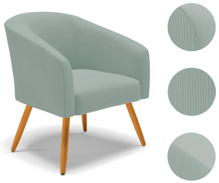 Poltrona Decorativa Pé Palito Castanho Stella Cotelê Ext/Veludo D03 - D'Rossi - Menta