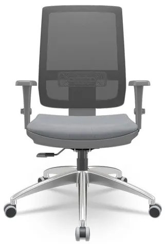 Cadeira Brizza Diretor Grafite Tela Preta Assento Vinil Cinza Base RelaxPlax Alumínio - 65903 Sun House