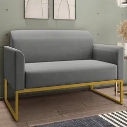 Poltrona Namoradeira 2 Lugares Base Industrial Dourada Maressa A26 Lin