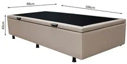 Base Box Baú para Cama Solteiro 88x188cm Liz S05 Sintético Bege - Mpoz