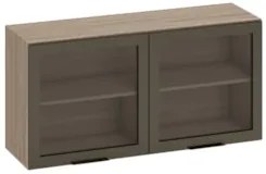 Armário Aéreo 120cm 2 Portas de Vidro Grace Carvalho Oak Z44 - Mpozena