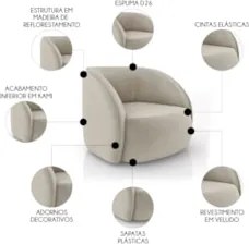 Sofá 3 Lugares Orgânico 288cm e Poltrona Zion Z32 Veludo Bege - Mpozen