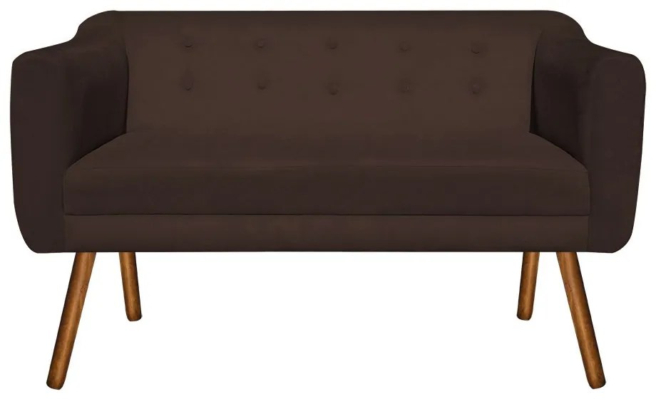 Kit 01 Namoradeira 02 Lugares e 02 Poltronas Giratória Julia Suede Marrom Base Madeira MM30 D'Rossi