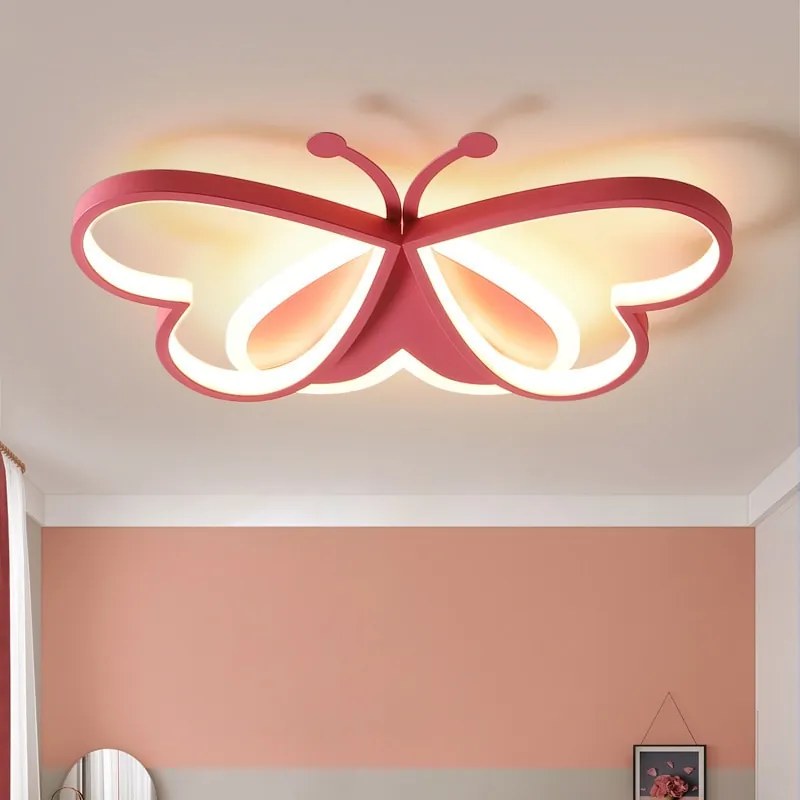 Lustre Infantil borboleta led lustre de teto para crianças quarto lâmpada borboleta pode ser escurecido para crianças 110v/220v winford iluminação - Small Pink - China | Cold White 6000K
