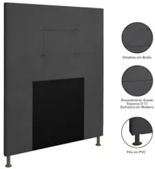 Cabeceira Cama Box Solteiro 90cm Safira Suede Cinza Z51 - Mpozenato