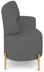 Sofá 2 Lugares 135cm Pés Aço Dourado Tamar Boucle Grafite Z08 - Mpozen