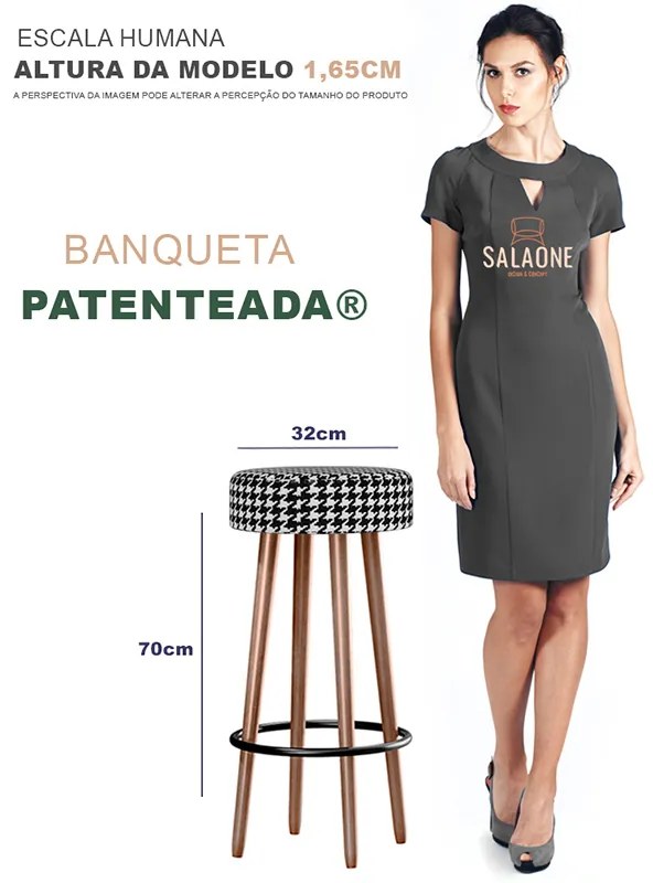 Kit 2 Banquetas Redondas Berlin Pés Palito Suede Suede Cardan - Sheep Estofados - Colorido