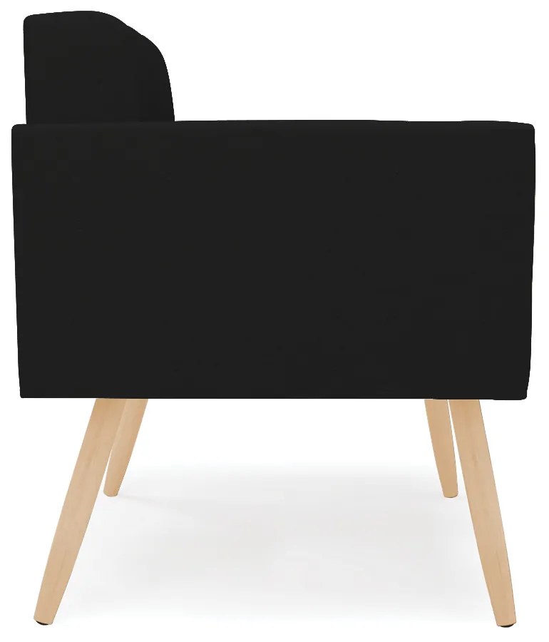Poltrona Elisa Linho Pés Palito Natural D03 - D'Rossi - A79 Preto