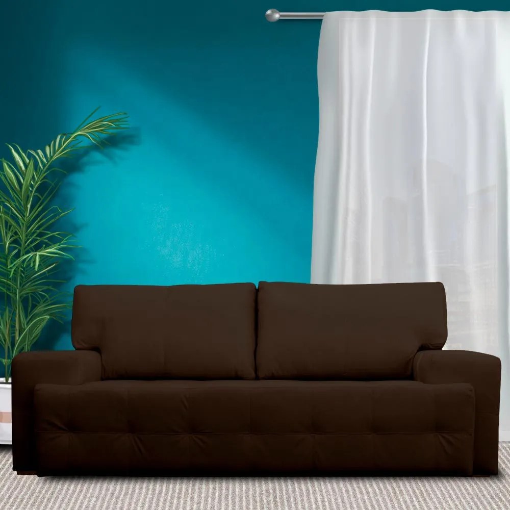 Sofá 3 Lugares Sala de Estar Roma 230 cm Couro Marrom G58 - Gran Belo