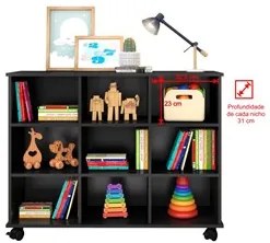 Kit 2 Nichos Organizadores 6 Gavetas com Rodízios Preto/Branco - Qmovi