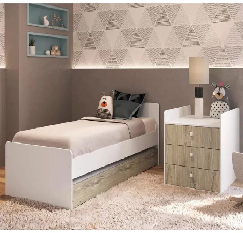 Berço Americano Vira Cama C/ Auxiliar Trocador Gaveteiro - Branco/Montreal