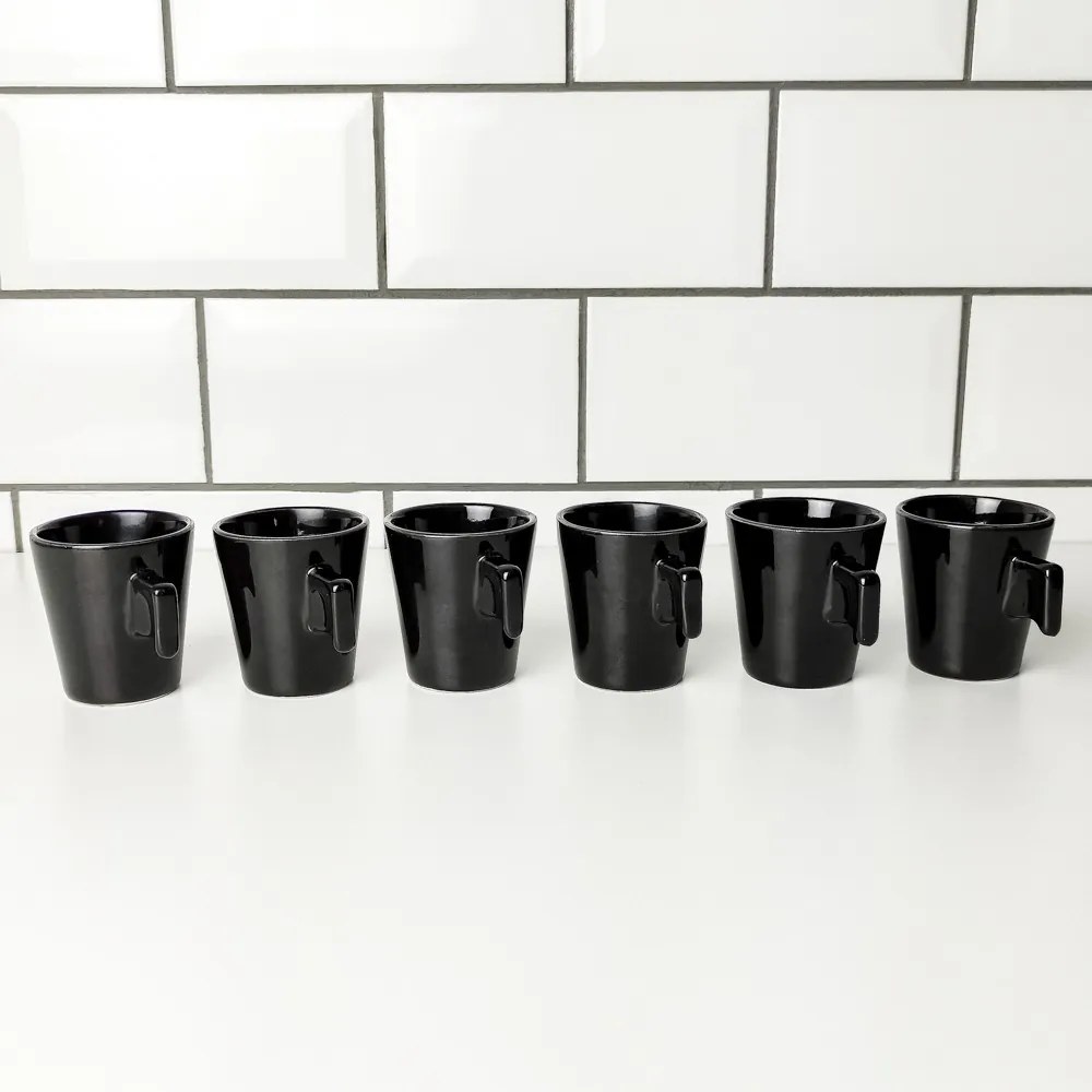Cj. de Mini Canecas de Cerâmica (6 Peças) - Preto