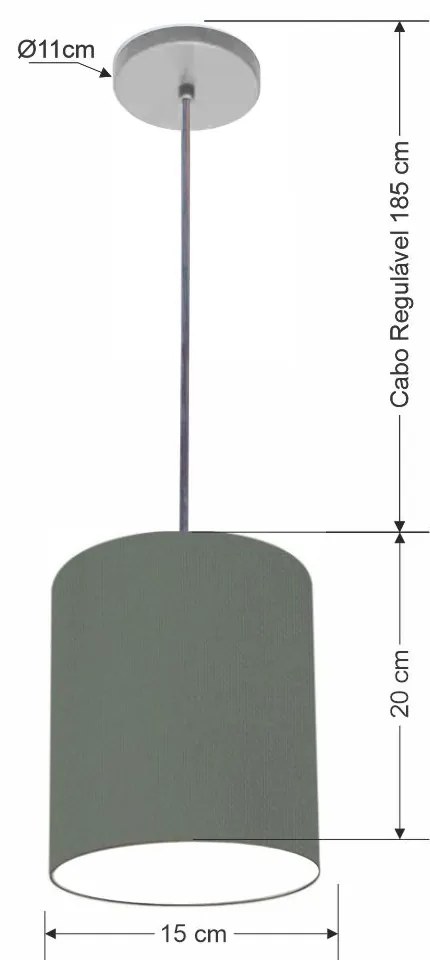 Lustre Luminária Pendente Vivare Free Lux PE-4103CZ Cúpula em Tecido 15x20cm