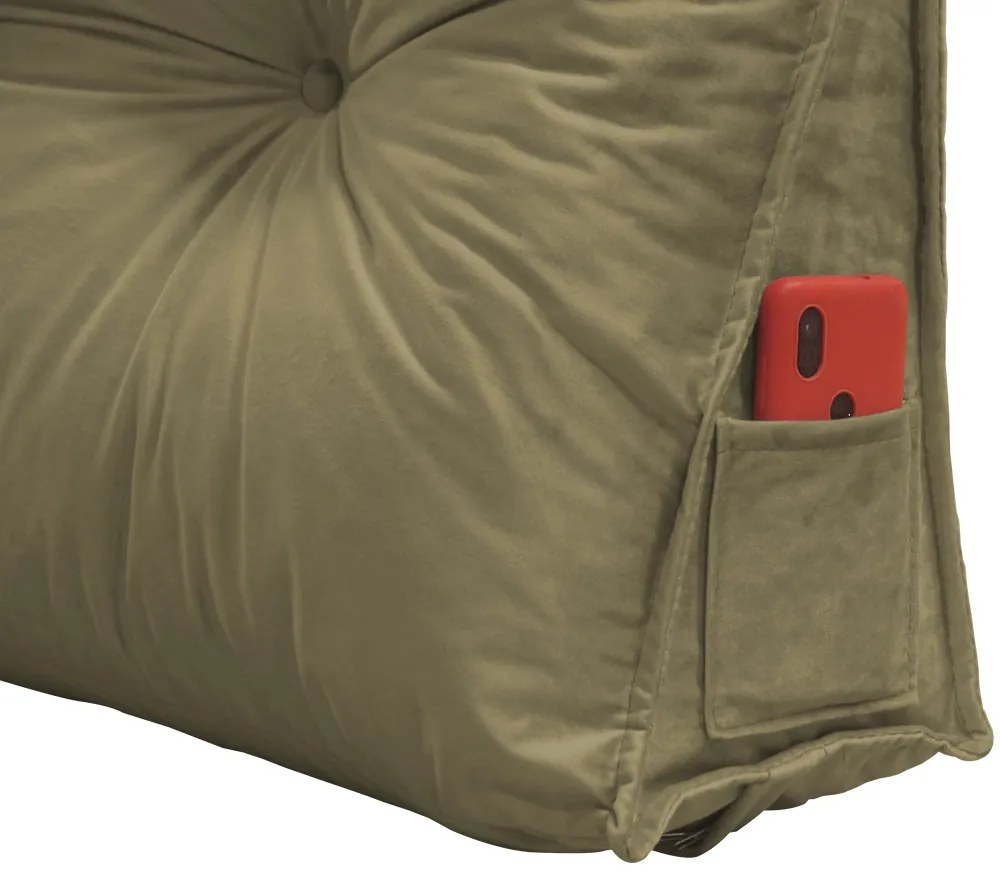 Almofada para Cabeceira Mel 1,95 m King Travesseiro Apoio para Encosto Macia Formato Triângulo Suede Nude