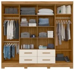 Guarda Roupa Casal 237cm Com Espelho Archi Freijó/Off Z17    - Mpozena