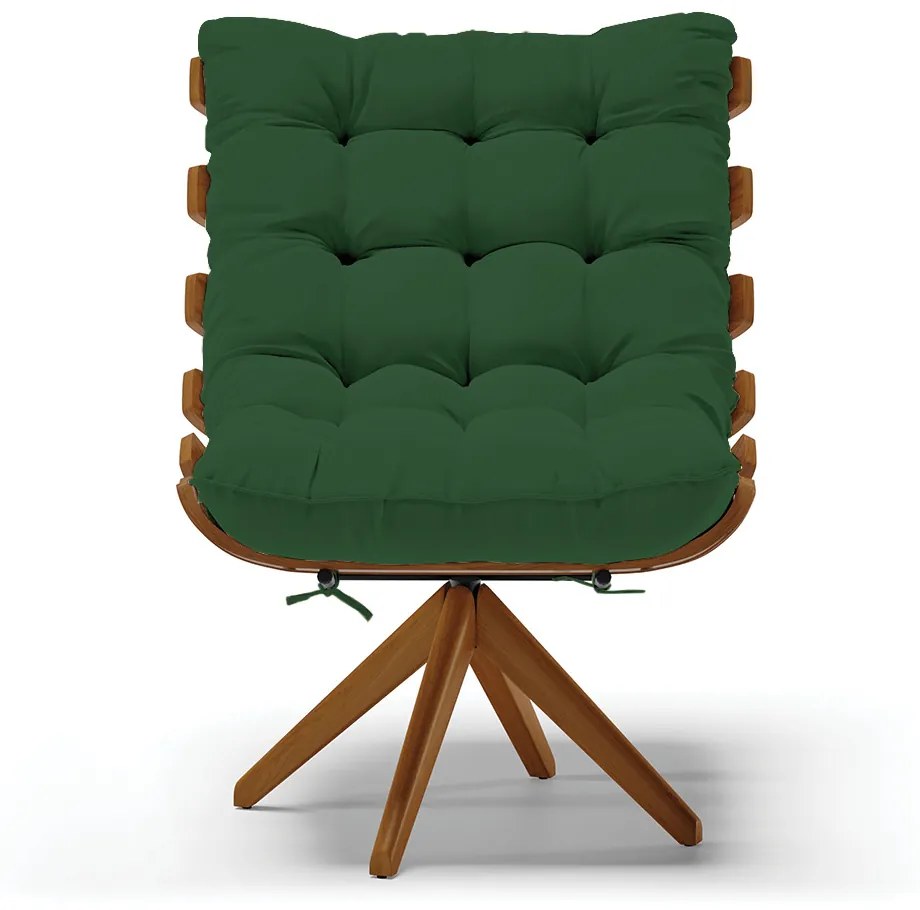 Poltrona Giratoria Costela Kit 2 Veludo Base de Madeira MA30 M11 - D'Rossi - Verde
