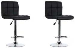 Kit 2 Banquetas Estofadas Vox com Regulagem a Gás Preto - Facthus