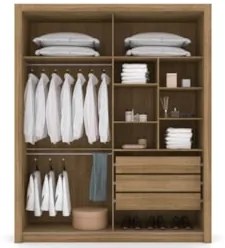 Guarda Roupa Solteiro Flex Com Espelho Dubai Nature/Camarim - Vila Ric