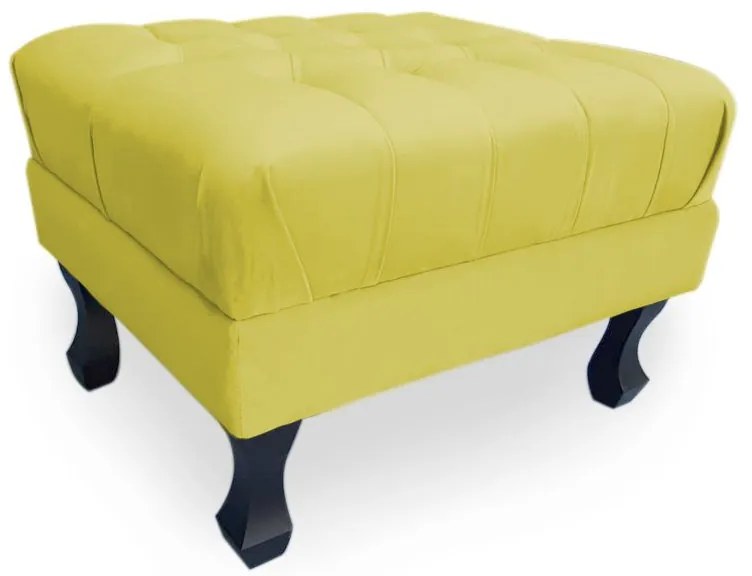 Puff Baú Decorativo Luis XV Capitonê 60x50cm Suede Amarelo - Sheep Estofados - Amarelo