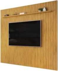 Painel TV 75 Pol 275cm Suspenso Ripado Noah D04 Cedro - Mpozenato
