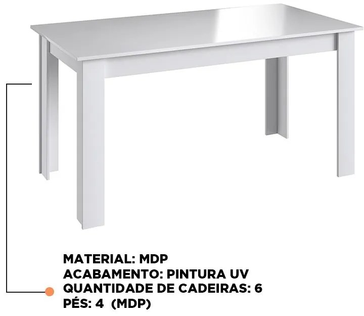 Mesa Fixa De Jantar Cozinha Multiuso 150x78cm - Branco