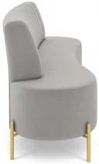 Sofá 2 Lugares 160cm Pés Aço Dourado Tamar Veludo Cinza Z08 - Mpozenat